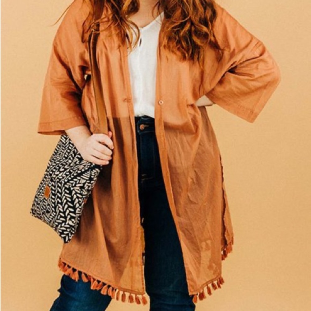 Multi-way Duster in terracotta